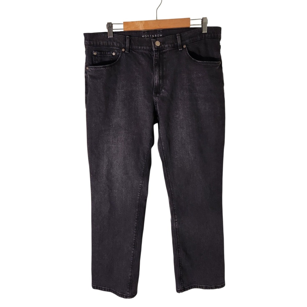 Mott & Bow Straight Leg Jeans Men's 36x30 Black Stretch Denim